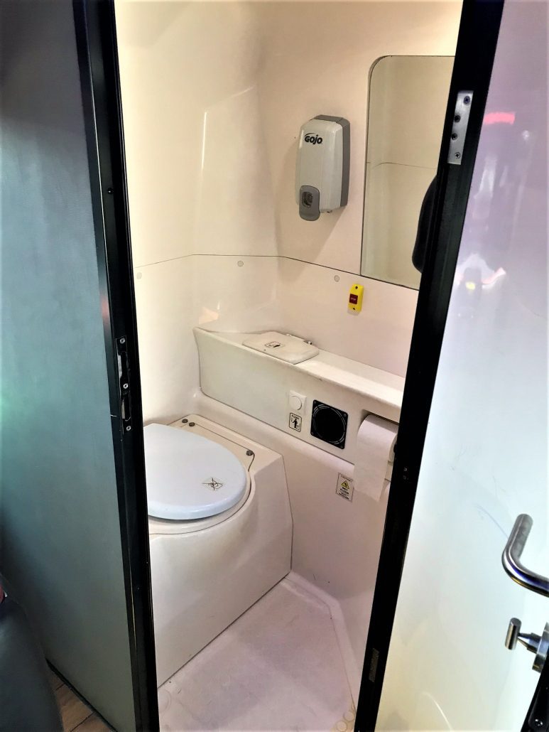 tour bus have bathroom